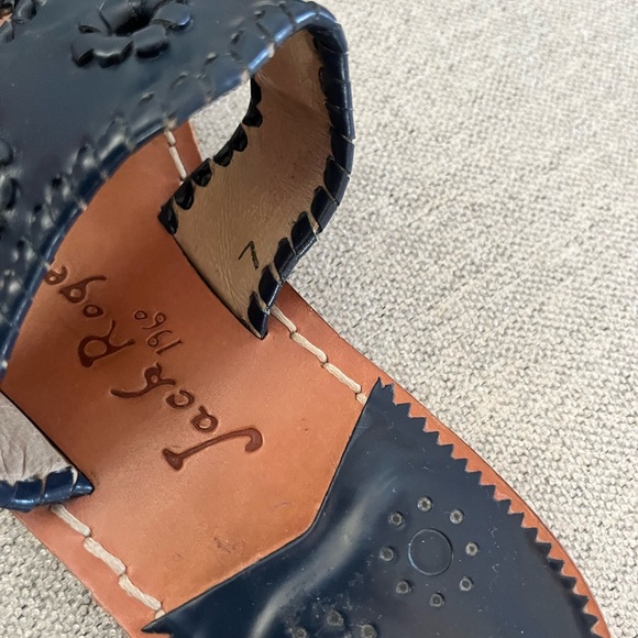 Jack Rogers Navajo solid Navy blue boho thong leather beach sandals Size 9 - Picture 2 of 4